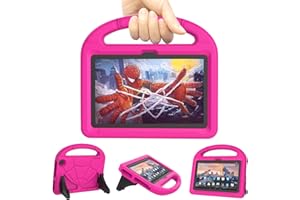 Fire 7 Tablet Case for Kids, Amazon Fire 7 Tablet Case (Only All-New 12th Genneration, 2022 Released Models), Mansiruyi Lightweight Shockproof Case with Handle Stand for Fire 7 Kids Tablet - Pink