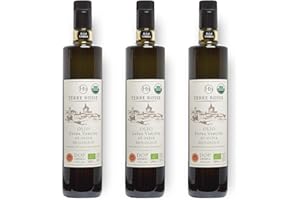 Terre Rosse - Włoska Organiczna Oliwa z Oliwek Extra Virgin Tłoczona na Zimno - Monokulturowa Moraiolo - Certyfikaty DOP Umbria i Kosher/P - Olive Harvest 2024 - Opakowanie 3 Butelki 750 ml