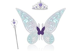 Idota Ailes de fée pour adultes, ailes de papillon pour filles, ailes de fée pour enfants, costume de fée pour adulte, costume d'Halloween, faveur de fête, ailes d'ange scintillantes (violet)