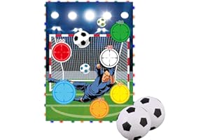 BTFO Ensemble Jeu Football sur Trampoline avec Bande Lumineuse, Filet Cible Coup Pied Mobile avec 2 Balles Enfants Intérieur Extérieur Jouet Sport pour Accessoires Jeu Trampoline de 8/10/12/14FT