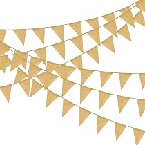 Lot De 48 Fanions Toile De Jute - 11m - Drapeaux Triangulaires Rustiques - Déco Mariage