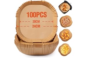 Diboniur Carta Forno per Friggitrice ad Aria 20cm, 100 Pezzi Fogli per Friggitrice ad Aria, Monouso, Adatto al Forno, da 5 a 8 Litri (Quadrati)