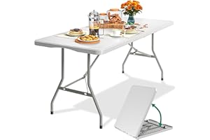 ‎YITAHOME YITAHOME Klapptisch mit Tragegriff, Gartentisch Wetterfest, Klappbarer Campingtisch, Biertisch Klappbar Bierzeltgarnitur Buffettisch für Outdoor Party Strand BBQ, 180 x 75 x 74cm, Weiß