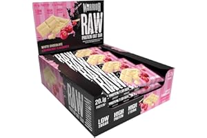 Barre Protéinée Warrior RAW - Saveur de canneberge au chocolat blanc - 12x75g Barres