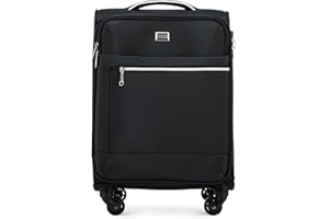 WITTCHEN MIRA Line Walizka kabinowa Bagaż podręczny Bagaż kabinowy Miękki bagaż Mała walizka Bagaż poliestrowy Uchwyt do przenoszenia Teleskopowy uchwyt 4 obrotowe kółka Zamek TSA Rozmiar S Czarny