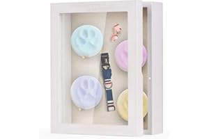 Love-KANKEI 8x10 Shadow Box Frame, with Linen Memorabilia Awards Memory Box, White