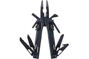 Leatherman OHT - Multiherramienta con 16 utensilios, incluyendo alicates de punta de resorte, llave para tanque de oxígeno y navajas 420HC, hechos en EE.UU., en negro con funda negra de molle