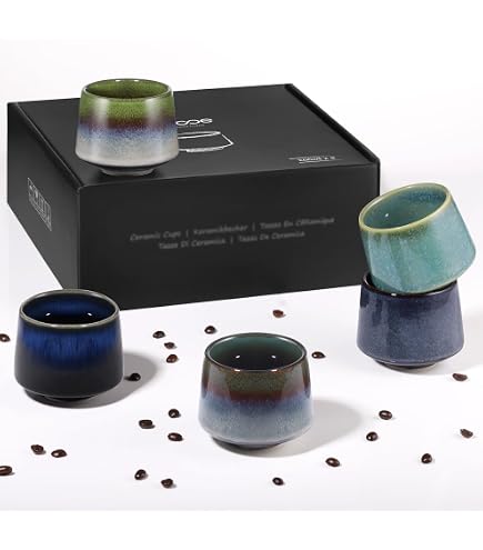Lot 4 Tasses Cappuccino GOMETY Lot De 4 Tasses à Expresso, 220 Ml Tasses à Cappuccino Service à Café
