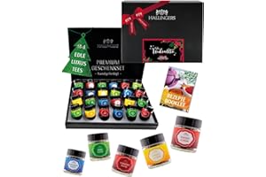 ‎HALLINGERS GENUSS MANUFAKTUR Hallingers Genuss Manufaktur Tee Geschenkset Weihnachten - 24 Sorten Premium loser Tee im Glas in edler Geschenkbox, vegan & glutenfrei, Tee Set "Frohe Weihnachten", festliche Geschenkidee für Frauen