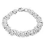 ParticolarModa Bracciale stile dodo nodini intrecciato per donna in alluminio e acciaio Dorato Argentato Bronzo Fum&egrave; 6 mm