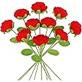 Azonee Artificial Flowers Crochet Flowers Completed Handmade Rose for Home Decoration and Valentine's Day Mother's Day Birthday Wedding Gift Teacher Women Table Home Wedding Decorations, 10Pcs Red
