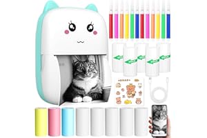 KDISHKRA Mini Impresora Térmica Portátil - Impresora Bluetooth Sin Tinta para Móvil, Imprime Fotos, Notas, Etiquetas, Listas, Pegatinas, Páginas Web - Regalo Creativo DIY para Niñas y Estudiantes