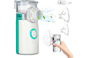 JOIENDY Aerosol Portatile Macchina Aerosol Adulti e Bambini - Ultrasuoni Aerosol Silenzioso, USB-C Ricaricabile, 2 Maschere E Boccaglio, Velocità Regolabile (Verde)