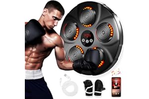 Deenor Music Boxing Machine, Smart Music Boxing Machine, Musical Boxing Machine Wall Mounted with 9 Modes/Speed Adjustment, Bluetooth Connection and Boxing Gloves, for Kids/Adults (Red Light)