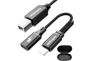 ASKOPPO Cavo Midi Lightning con porta di ricarica Cavo MIDI ad alta velocità Cavo MIDI USB 2.0 tipo B Cavo compatibile da telefono/pad a controller Midi Registrazione tastiera MIDI. Compatibile con Lightning