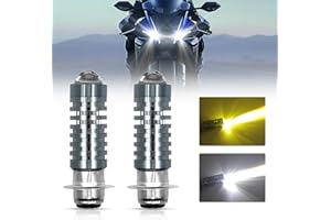 Biqiure 2PCS H6M LED Motorcycle Headlight Bulb Amber White,P15D H6M LED Hi/Lo Beam Headlamp 1500LM 3030 Chips for Motorbike ATVs Car Headlamp