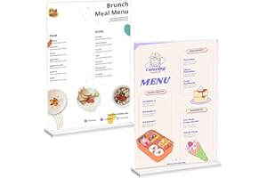 LiuHancsqd 2 Pcs A4 Acrylic Sign Holder, A4 Menu Holders for Tables, Clear Double Side Perspex Display Stands, Poster Holder Stands for Office Store Restaurant Poster Menu Table Display + 2 Bases