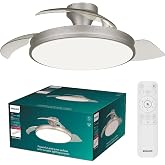 PHILIPS Atlas LED Ceiling Light + Ceiling Fan with Retractable Blades | 3 Shades of White Light, Remote Control, Intense and