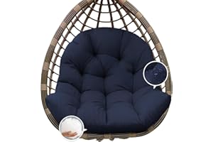 joomie Egg Swing Chair Cushion Replacement Waterproof 120x84x18 cm Thicken Outdoor Patio Hanging Basket Chair Cushions Removable Pad with Ties for Garden Cocoon Egg Hammock Chair, Blue
