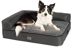 JAMAXX Premium 4-in-1 Hunde-Sofa Orthopädisches Hundebett mit Memory Visco Schaumstoff, abnehmbare Polster, Extra-Dicke Polsterung, Wechsel-Bezug, Waschbar, PDB3015 (M) 80x60 ECO anthrazit grau