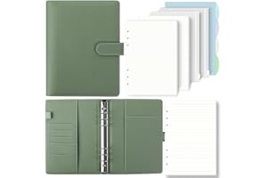 ‎SKYDUE SKYDUE A5 Ringbuch, Ringbuch A5 Nachfüllbar,135 Blätter Nachfüllpapier, Notizbuch Mit Bindertaschen, a5 Binder Für Schulnotizen Und Reisetagebücher (Olivgrün)