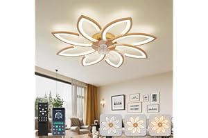 YUNLONG 35.4" Ceiling Fans with Lights and Remote Led Living Room Dimmable Ceiling Lights DC Motor Ceiling Fans with Lamps Reversible 6-Speed Lighting Fan Chandelier for Bedroom Lounge Hall,Gold