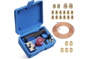 Wvoillty Outil Double Sertissage pour Conduites de Frein DIN, 4,75 mm (3/16"), Kit D'outils Sertir pour Conduites de Frein, 7,62m de Conduite Frein Ø 4,75 mm avec 16 Raccords + 5 Connecteurs