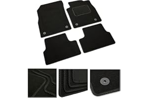 DB Bespoke - Tailored Car Mats - Compatible with MG ZS 2017-2022 - Black Carpet - Non-Slip Carpet Mat - 4 pc Complete Car Floor Mats with Oval Peg clips - Black
