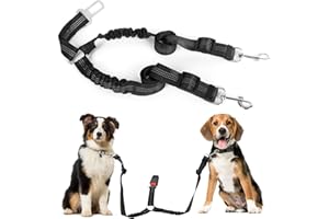 MINICLOSS Cinturón de seguridad para perros para coche, cinturón de seguridad ajustable 52-75 cm, hebilla ajustable para viajes, cinturón de seguridad elástico para perros de doble cabeza para perros, gatos y