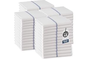 LANE LINEN Kitchen Tea Towel Bulk Set - 100% Pure Cotton Dish Cloth for Kitchen, Super Absorbent, Blue Tea Towel, Soft & Durable Dish Cloths, Pack of 48 – 15”x25”, Blue Stripe
