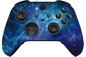 eXtremeRate Blue Nebula Soft Touch Grip Błyszcząca Osłona Płyty Czołowej, Zestaw Zamienny Obudowy Shell Case Przedniej dla Xbox One Elite Series 2 Controller Model 1797 - Thumbstick Accent Rings Dołączony