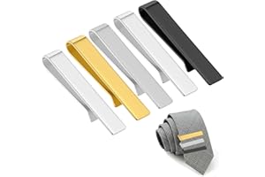 ERIOSCAR 5 Stück Herren Krawattennadel, Skinny Krawattenklammer, Krawattennadeln Kupfer, Dünn Tie Clip Set, Klassischer Business-Stil für Valentinstag Weihnachten Hochzeit Alltag, Vatertagsgeschenke