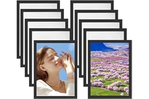 JINXIAN 10 Stück Magnetrahmen a4 Bilderrahmen Selbstklebend Aufklappbarer Magnetrahmen Info-Rahmen mit Magnetschnalle Plakatrahmen für Dokumente, Fotos, Lizenz, 32x23.5cm(Schwarz)