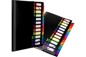 Elalove 2 Pièces Pochette A4 avec 12 Compartiments Classeur Plastique Transparent Trieur Porte Documents Bureau Étanche pour École Maison Voyage