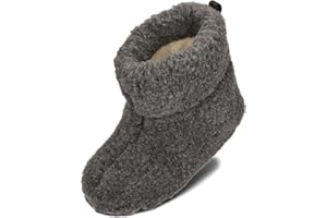 BeComfy Warme Hausschuhe Damen Herren Hüttenschuhe aus Schafwolle