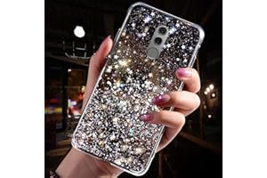 IKASUS Schutzhülle Huawei Mate 10 Pro, Bling Glänzend Glitter Transparent Silikon Schutzhülle Ultra Dünn Crystal Clear Soft TPU Case Schutzhülle für Huawei Mate 10 Pro, Schwarz