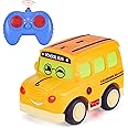 Highttoy Remote Control Cars for 1 2 3 Year Olds, Cartoon School Bus Toys for 1 2 3 Year Old Boys Girls Gifts 2.4GHz 4-Channel Mini RC Car Toys for Toddlers Kids, Orange