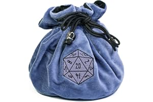 cusdie High-Capacity Velvet Dice Bags with Pockets Storage Bag Capacity 200+ Dice Holder for DND RPG Game Dices Collection(Gray Blue)