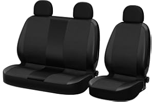 WOLTU Housse de Siège de Camion, Couverture de Siège de Camion, en Polyester et Similicuir, Noir + Gris