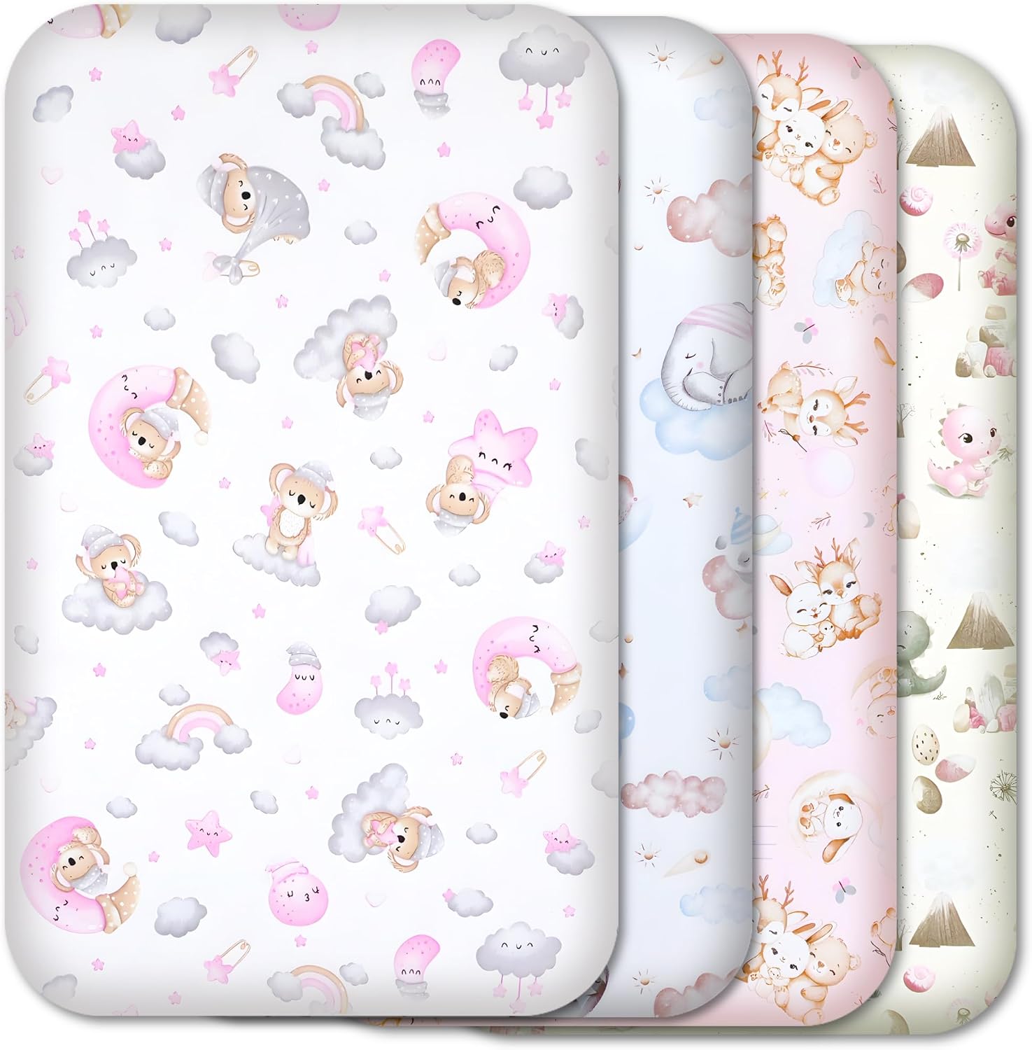 Next to Me Crib Sheets 83x50cm – 100% Cotton, Soft & Breathable Baby Bedding Set, 4-Pack Snug Fitted Baby Sheets for Bedside Cribs (83x50cm, SET 6-4pcs)