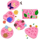 YXHZVON 6 x Silicone Moulds, Silicone Moulds, Flower Moulds, Decoration 3D Butterfly Moulds for Crafts, Cold Porcelain, Cakes
