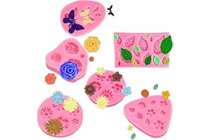 YXHZVON 6pcs Moldes de Silicona, Moldes de Silicona Reposteria Flores, Decoración Moldes de Mariposa en 3D para Manualidades Porcelana Fria, Pasteles, Jabón(Rosa)