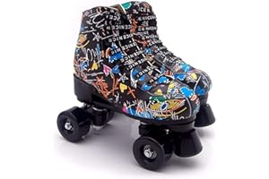 CYYZB Classic Roller Skates Womens, Quad Roller Skates, Double Row High-Top Skating, PU Leather Material Rollerskates for Beginners Teens Kids Adult