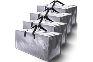 SUOHINAO 4 Pack Large Storage Bags with Zips,Heavy Duty Moving Bags Large Strong,Packing Boxes for Moving,Duvet,Bedding,Clothes,Moving House,Blankets