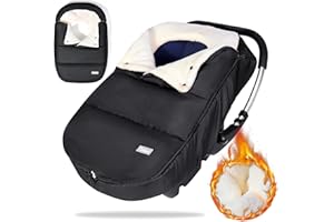 Orzbow Chanceliere Cosy Universelle, Imperméable Couverture Siege Auto Bebe Hiver avec Collier Réglable, Doublure Chaude en Toison de Corail, Fermeture Éclair, Amovible et Lavable en Machine (Noir)