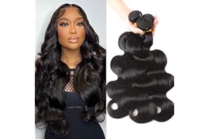 RICHAIR Human Hair Bundles 16 18 20 Inches Body Wave Bundles Human Hair 100% Unprocessed Brazilian Weave 3 Bundles 80 Gram/Bundle (Total 240 Grams) Human Hair Natural Black Color