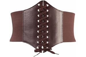 QIGEN LTD Women Elastic Wide Band Tied Waspie Corset Waist Cincher Belt for Halloween Xmas