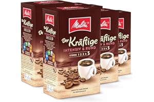 Melitta Kawa filtrująca o dużej mocy 6 x 500 g, mielona, proszek do ekspresów do kawy, mocne palenie, palona w Niemczech, w tacy