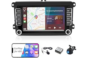 CAMECHO 1+32GB Android Car Stereo for VW Volkswagen Polo Caddy Tiguan Golf T5 Transporter Skoda Octavia Seat with Wireless CarPlay Android Auto 7” Touch Screen Car Radio with GPS Sat Nav HiFi Reverse Camera