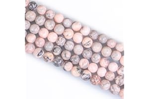 OUUBUUY Perle Pierre Naturelle,45 pièces 8mm Jade Zèbre Rose Pierre Naturelle pour Bracelet,Perles pour Bracelet Bijoux